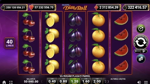 Grila cu patru rânduri din More Dice & Roll, în modul FUN.